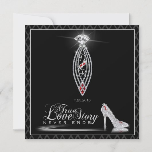 Diamond Black Krawatte Einladung (Vorderseite)