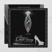 Diamond Black Krawatte Einladung (Vorne/Hinten)