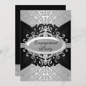 Diamond Black & Silver Engagement Party einladen Einladung (Vorne/Hinten)