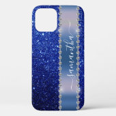 Diamond Bling Glitzer Calligraphy Name Navy Blue Case-Mate iPhone Hülle (Rückseite)