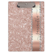 Diamond Bling Glitzer Kalligrafie Name Rose Gold Klemmbrett (Vorderseite)