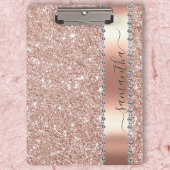 Diamond Bling Glitzer Kalligrafie Name Rose Gold Klemmbrett