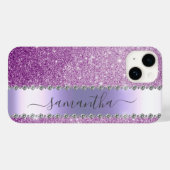 Diamond Bling Glitzer Kalligraphie Name Lila Case-Mate iPhone Hülle (Rückseite (Horizontal))