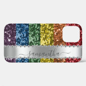Diamond Bling Glitzer Kalligraphie Name Rainbow Case-Mate iPhone Hülle (Rückseite (Horizontal))