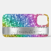 Diamond Bling Glitzer Kalligraphie Name Rainbow Case-Mate iPhone Hülle (Rückseite (Horizontal))
