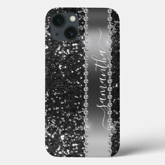 Diamond Bling Glitzer Look Black Midnight Case-Mate iPhone Hülle (Rückseite)
