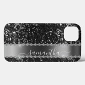 Diamond Bling Glitzer Look Black Midnight Case-Mate iPhone Hülle (Rückseite (Horizontal))
