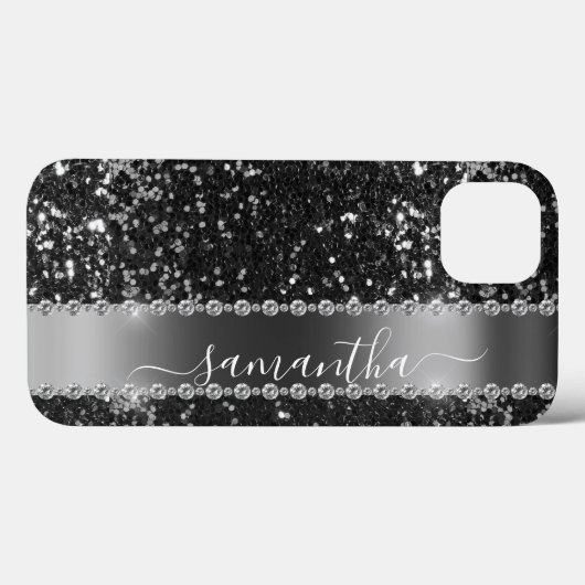 Diamond Bling Glitzer Look Black Midnight Case-Mate iPhone Hülle (Rückseite (Horizontal))