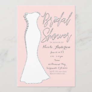Diamond Bling Wedding Dress Pink Brautparty Einladung