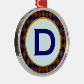 Diamond Blue Monogram Silbernes Ornament (Rechts)