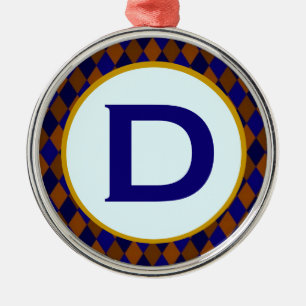 Diamond Blue Monogram Silbernes Ornament