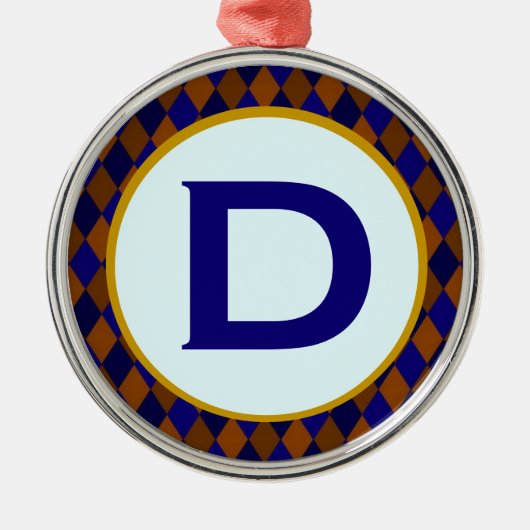 Diamond Blue Monogram Silbernes Ornament (Vorne)