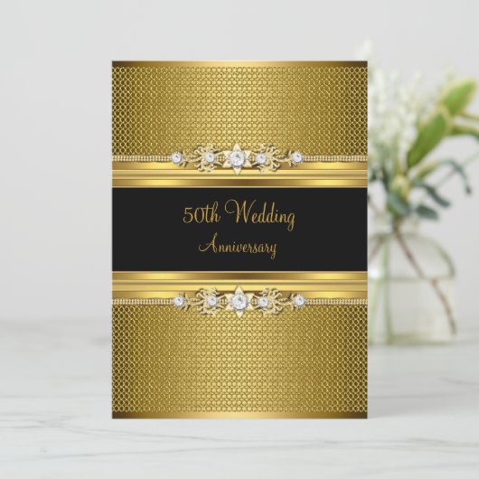 Diamond Blume 50. Hochzeitstag Einladung (Stehend Vorderseite)