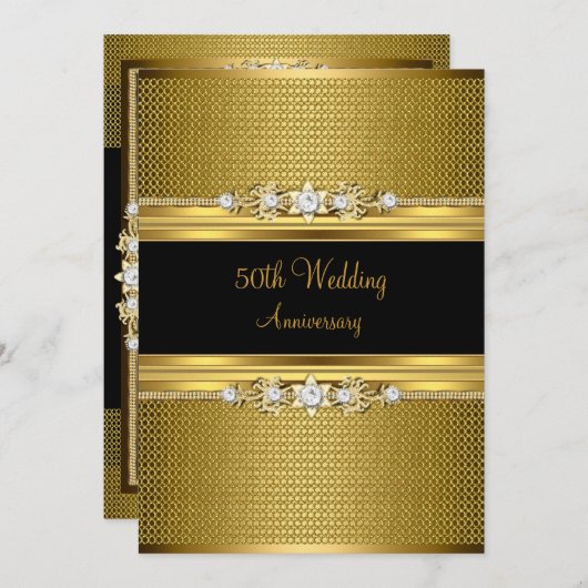Diamond Blume 50. Hochzeitstag Einladung (Vorne/Hinten)