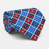Diamond Blume Geometric Red & Blue zweiseitig Krawatte (Gerollt)