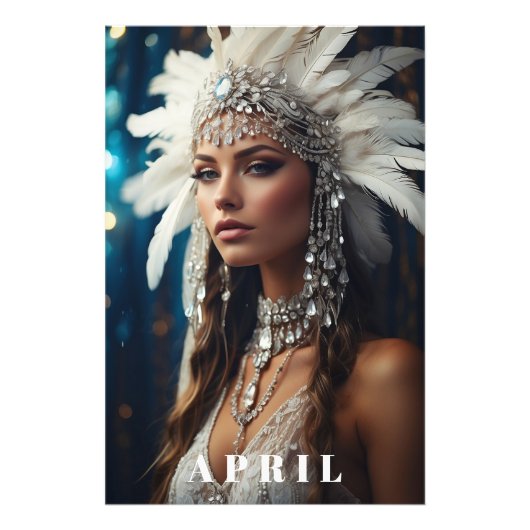 *~ DIAMOND Boho Frauen AP53 APRIL BIRTHDAY Fotodruck (Vorne)