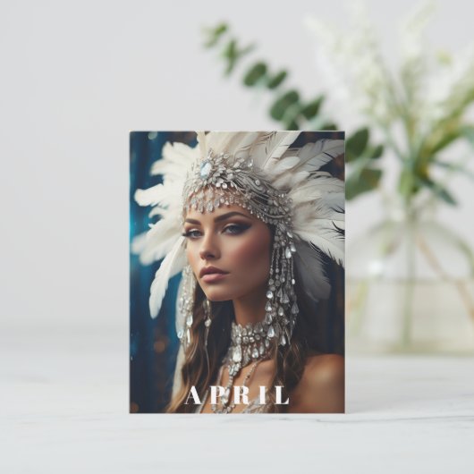 *~ DIAMOND Boho Frauen AP53 APRIL BIRTHDAY Postkarte (Stehend Vorderseite)