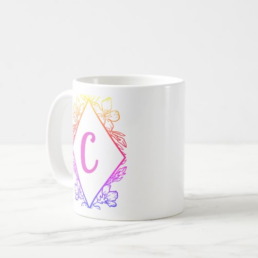 Diamond Botanical Monogram Coffee Mug |Personalize Kaffeetasse (Vorderseite Links)