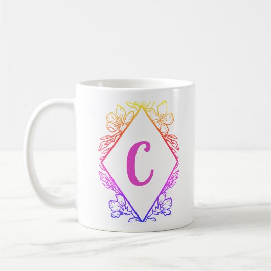 Diamond Botanical Monogram Coffee Mug |Personalize Kaffeetasse (Links)