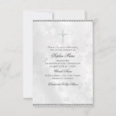 Diamond Bow & Cross Foto Erste heilige Kommune Einladung (Rückseite)