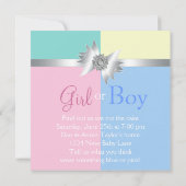 Diamond Bow Elegant Pink Blue Gender Reveal Party Einladung (Rückseite)