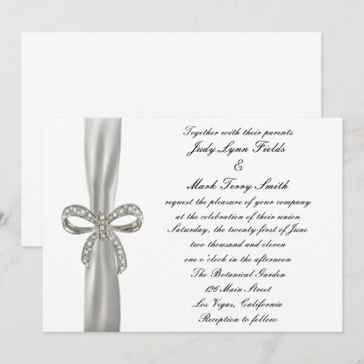 Diamond Bow Hochzeitseinladung Einladung (Vorne/Hinten)