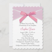 Diamond Bow Pink Christening Einladung (Rückseite)
