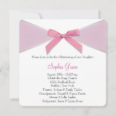 Diamond Bow Pink Christening Einladung (Rückseite)