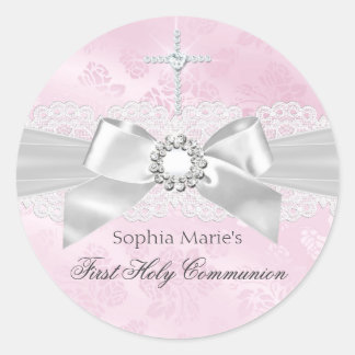 Diamond Bow Pink Erste Heilige Kommune Aufkleber