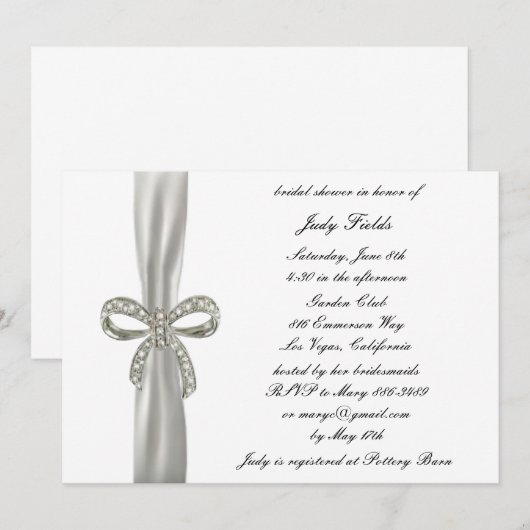 Diamond Bow Wedding Bridal Dusche Einladung (Vorne/Hinten)