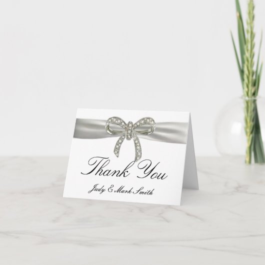 Diamond Bow Wedding Danke-Card Dankeskarte (Vorderseite)