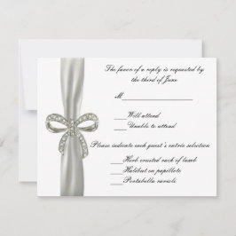 Diamond Bow Wedding Response Card RSVP Karte