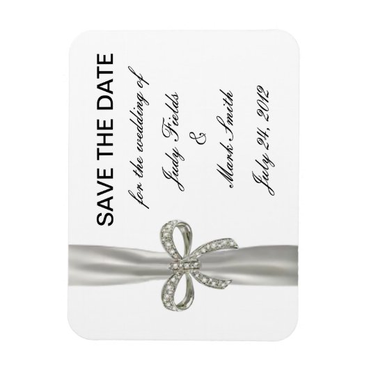 Diamond Bow Wedding speichert das Date Magnet (Vertikal)