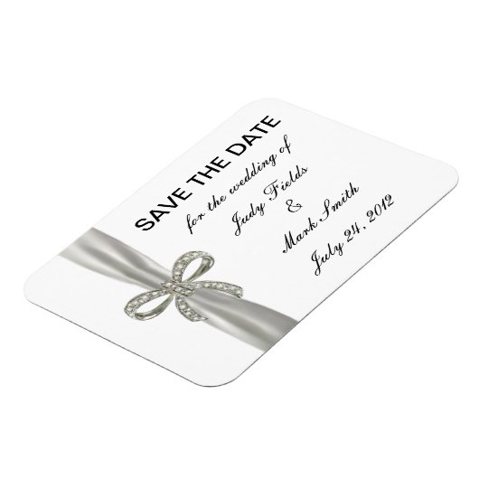 Diamond Bow Wedding speichert das Date Magnet (Linke Seite)