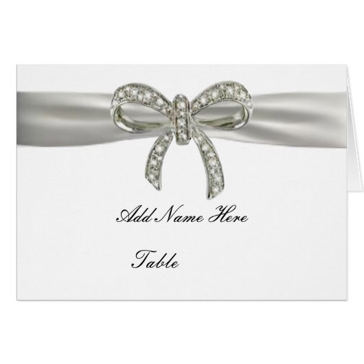 Diamond Bow Wedding Table Platzkarte (Vorderseite (Horizontal))