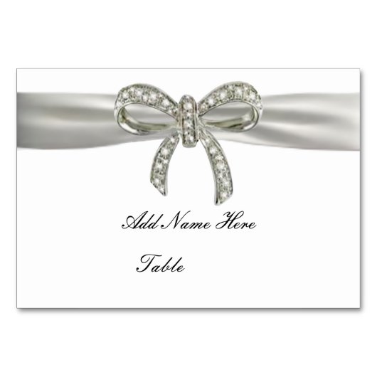 Diamond Bow Wedding Table Platzkarte Tischnummer (Vorderseite)