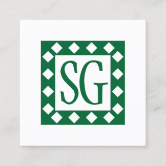Diamond Box - Initialen - Forest Green Quadratische Visitenkarte