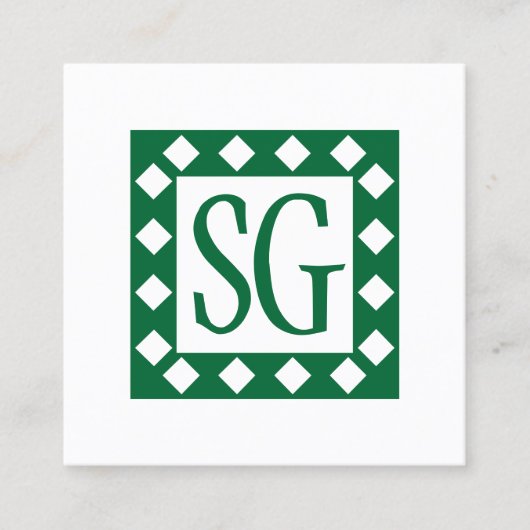Diamond Box - Initialen - Forest Green Quadratische Visitenkarte (Vorderseite)