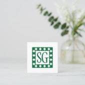 Diamond Box - Initialen - Forest Green Quadratische Visitenkarte (Stehend Vorderseite)
