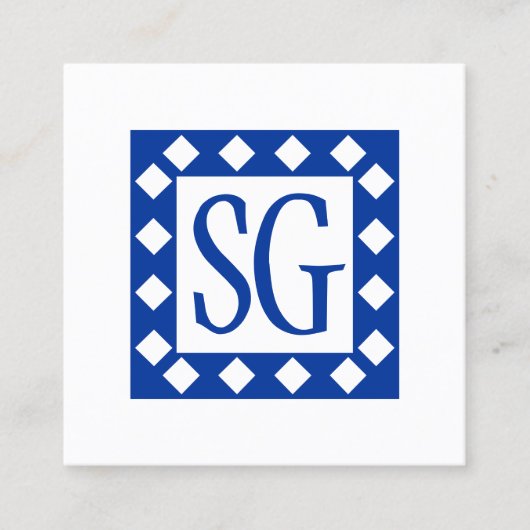 Diamond Box - Initialen - Navy Blue Quadratische Visitenkarte (Vorderseite)