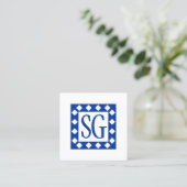 Diamond Box - Initialen - Navy Blue Quadratische Visitenkarte (Stehend Vorderseite)