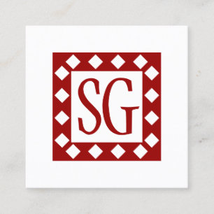 Diamond Box - Initialen - Ruby Red Quadratische Visitenkarte
