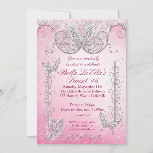 Diamond-Butterfly-Party Einladungen (Vorderseite)