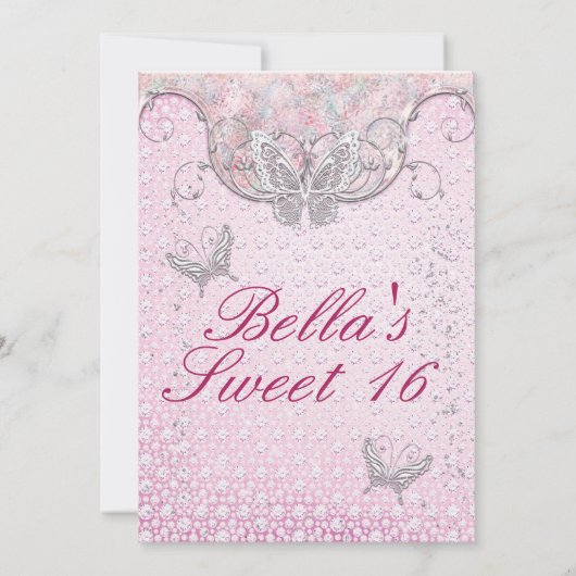 Diamond-Butterfly-Party Einladungen (Rückseite)