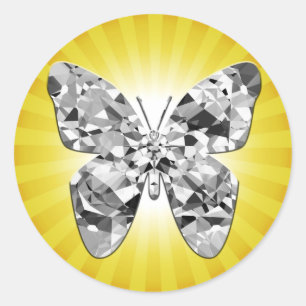 Diamond Butterfly Sonnenaufkleber Runder Aufkleber