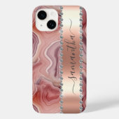 Diamond Calligraphy Name Rose Gold Agate Case-Mate iPhone Hülle (Rückseite)