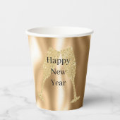 Diamond Champagne Glass Happy New Year Pappbecher (Vorderseite)