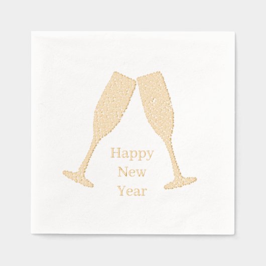 Diamond Champagne Glass Happy New Year Servietten Mit Folie (Vorderseite)