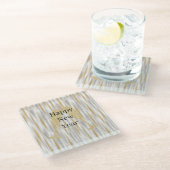 Diamond Champagne Glass Happy New Year Silver Gold Glasuntersetzer (Schrägansicht)