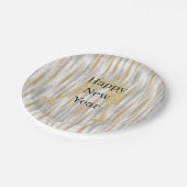 Diamond Champagne Glass Happy New Year Silver Gold Pappteller (Schrägansicht)